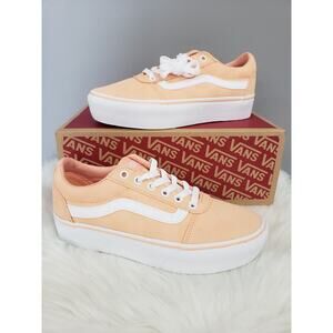 NEW Vans Women's Ward Platform Linen Stitch Peach‎ Skate Shoes Pink Size 7.5